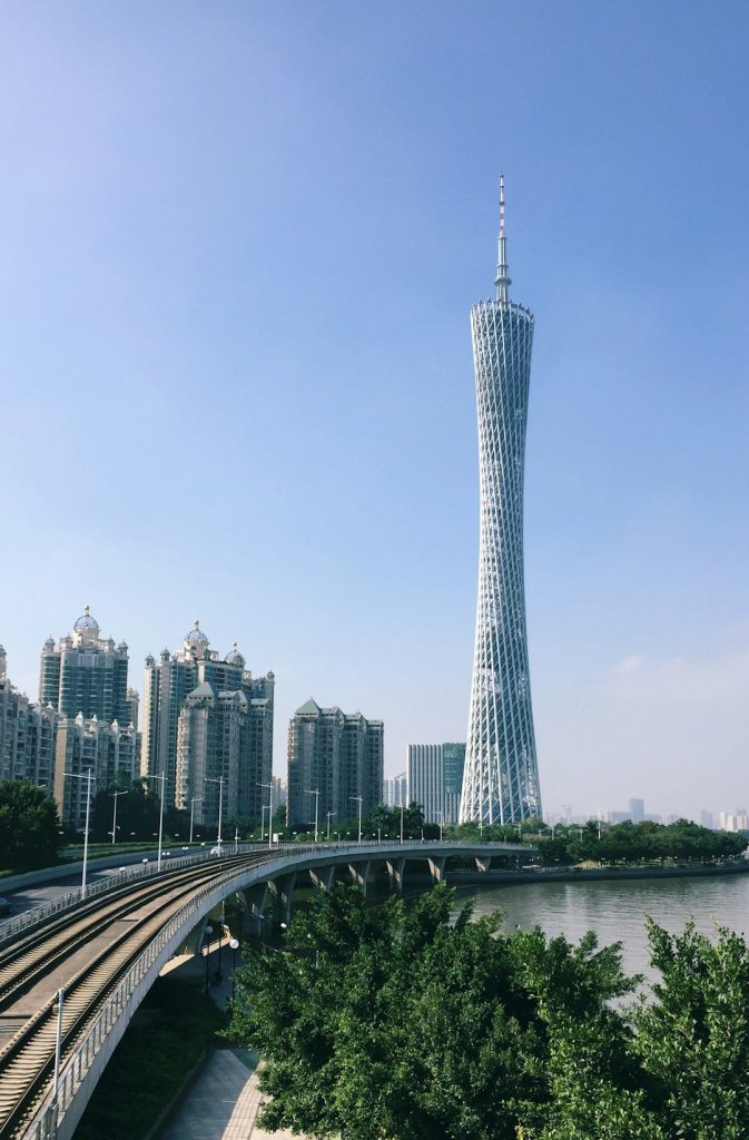 Walk along the Liede Bridge, Guangzhou.