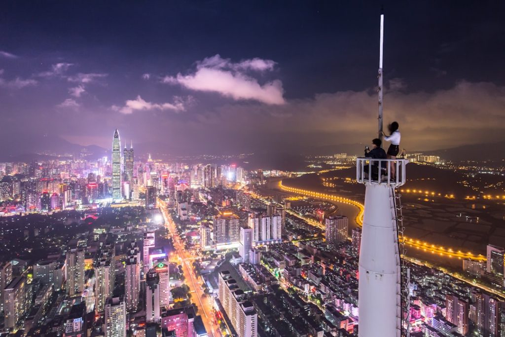 Daredevils at the skyscraper spire